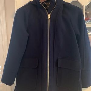 J Crew navy hooded swing coat - XXS